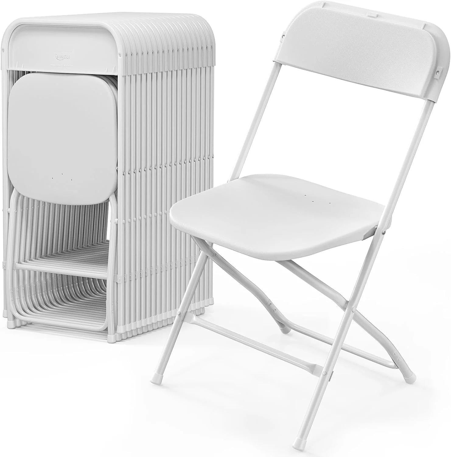 10 Pack White Plastic Folding Chair, Indoor Outdoor Portable Stackable Commercial Seat with Steel Frame 350lb. - Image 9
