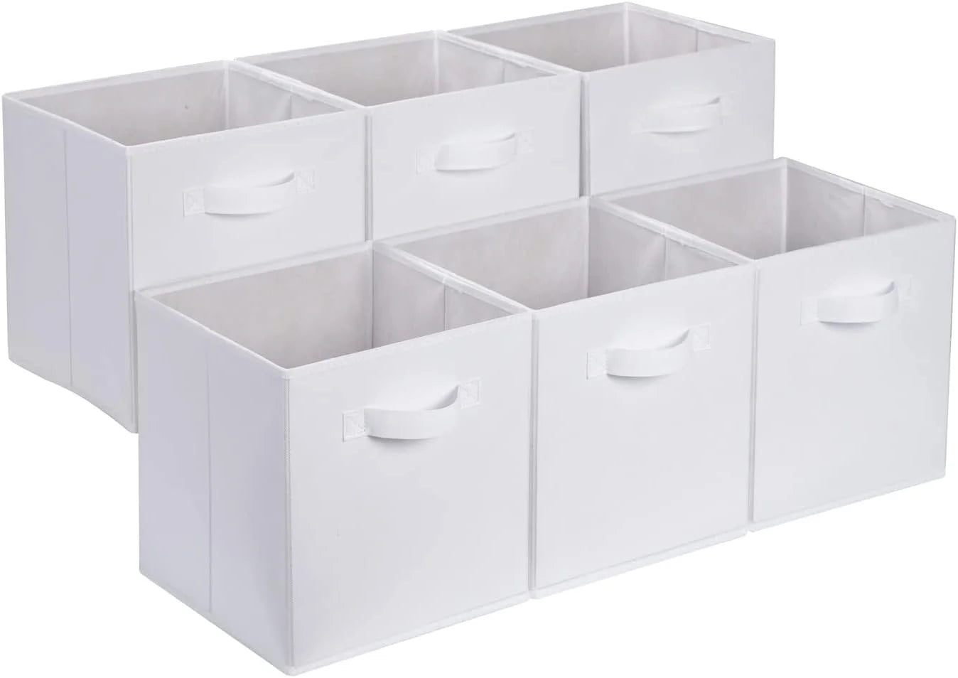 New Arrivals Fabric Storage Bins with Handles, Cube Organizer, 13x13x13, White - Image 4