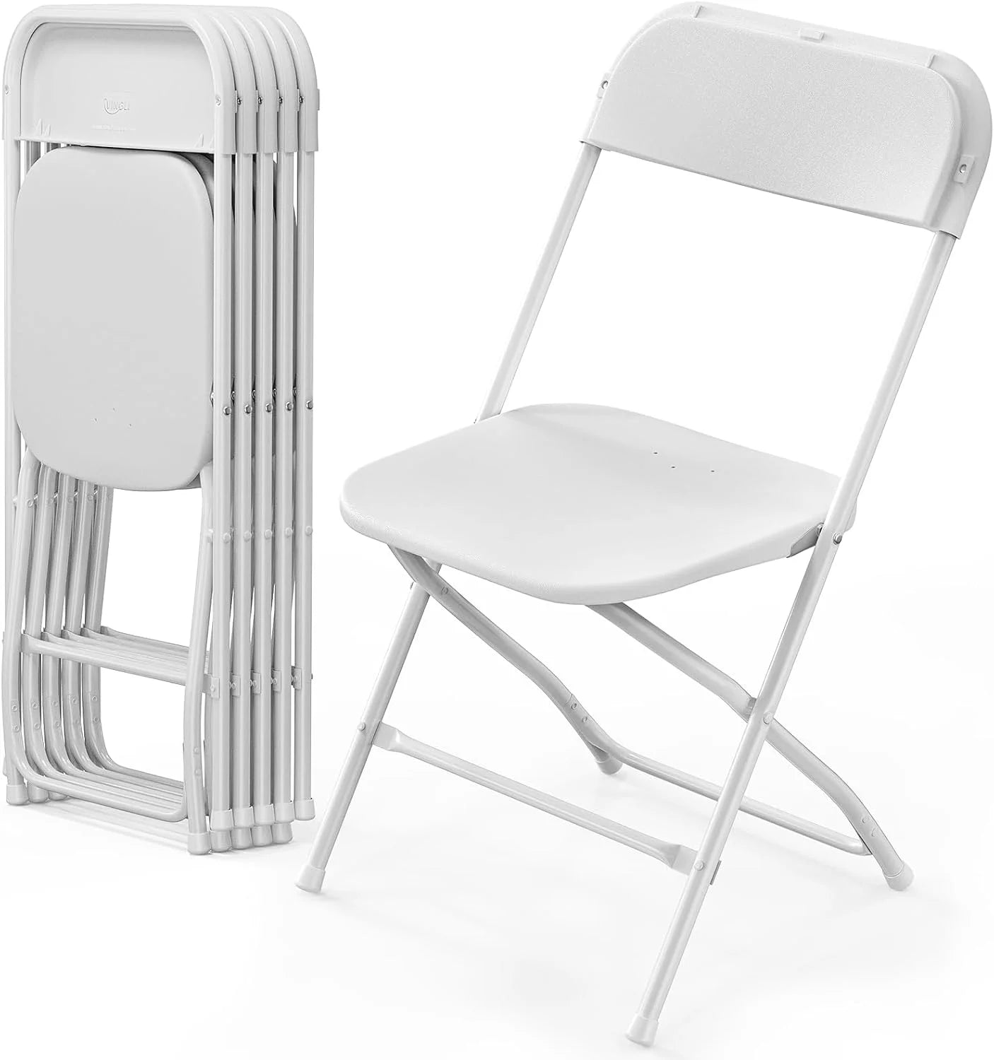 10 Pack White Plastic Folding Chair, Indoor Outdoor Portable Stackable Commercial Seat with Steel Frame 350lb. - Image 18