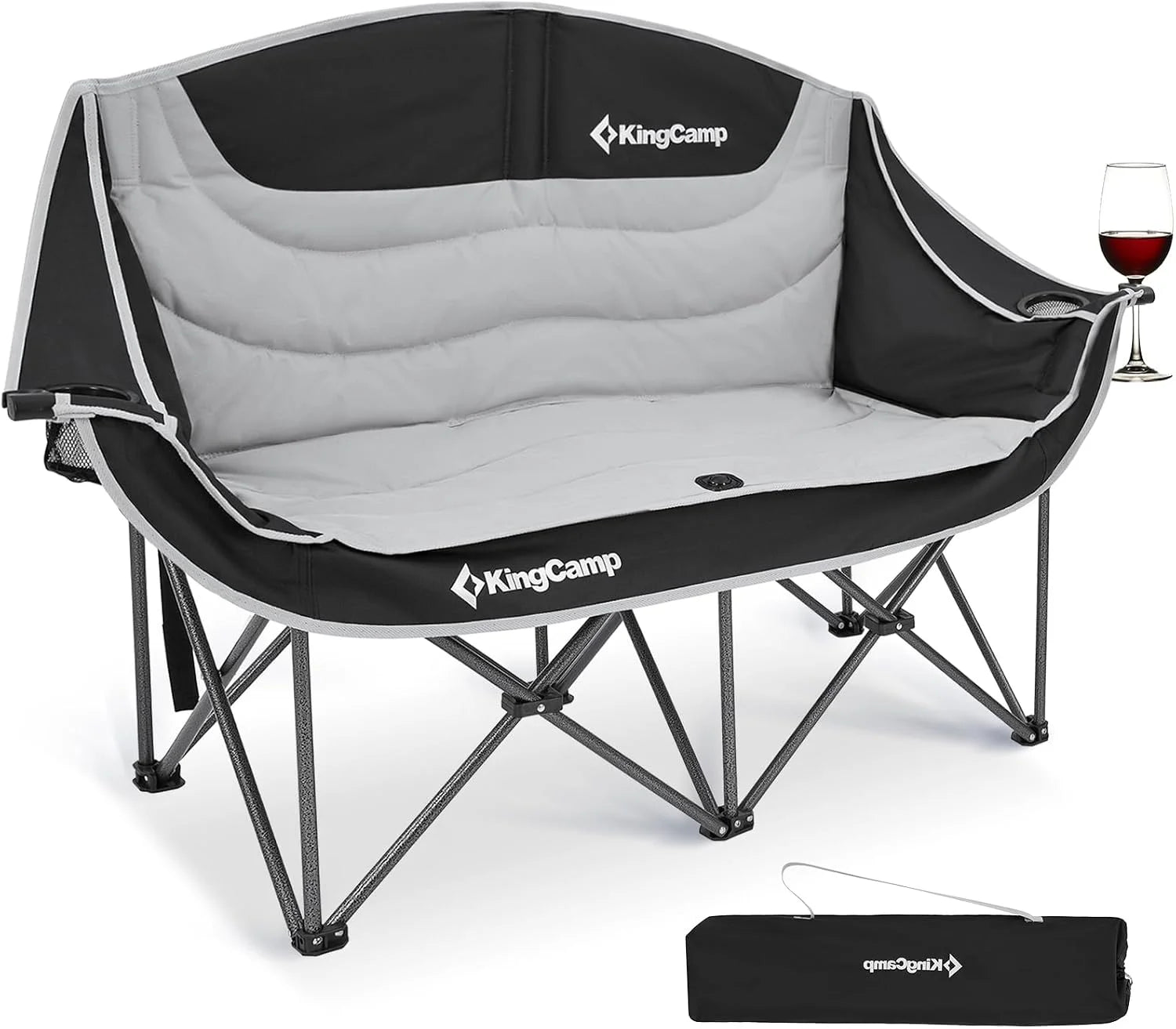 New Arrivals Double Camping Chair, Oversized Heavy Duty 660lbs Loveseat for Adults Portable Folding XL 2 Person Couch Padded