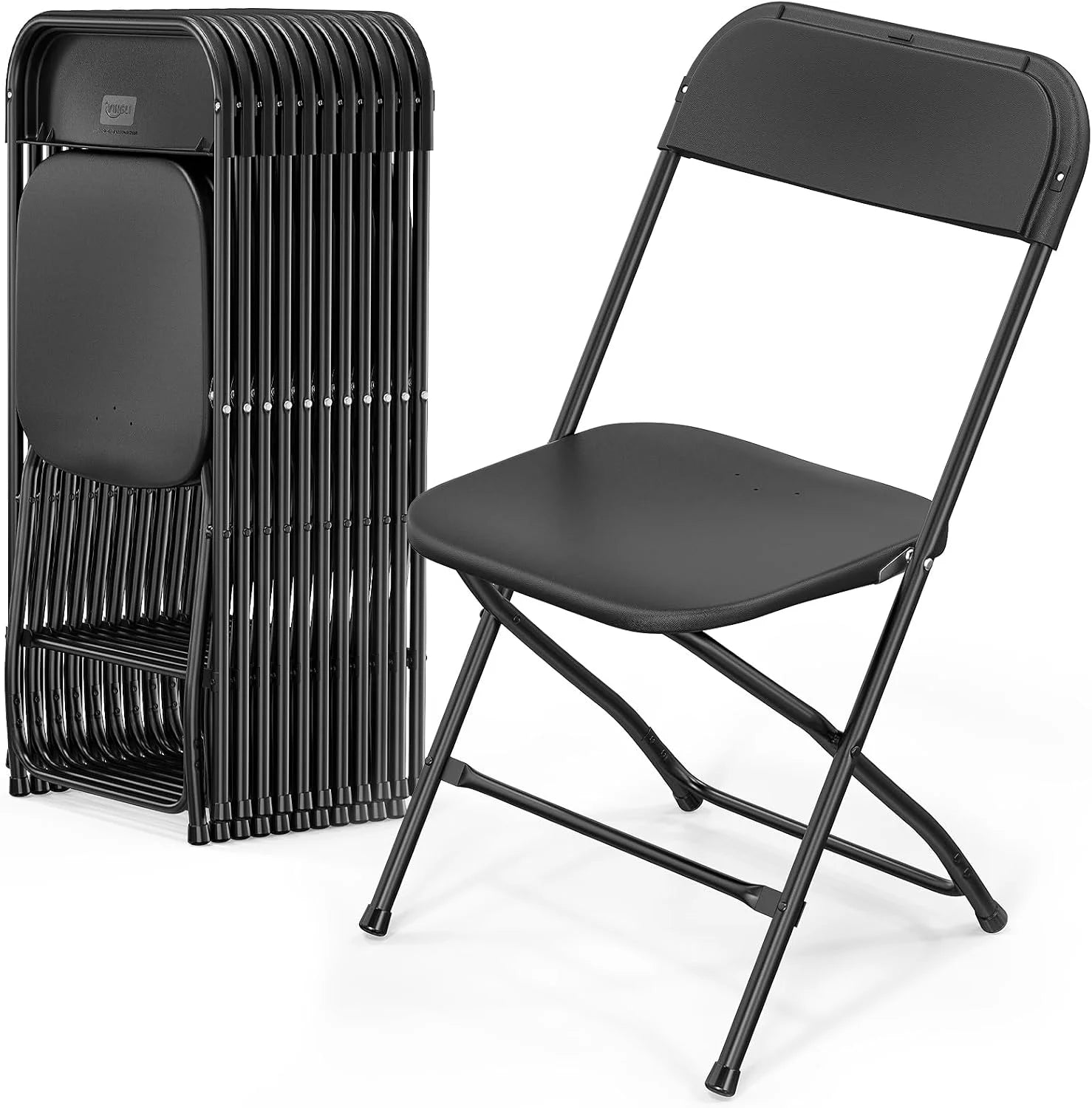 10 Pack White Plastic Folding Chair, Indoor Outdoor Portable Stackable Commercial Seat with Steel Frame 350lb. - Image 13