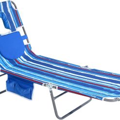 New Arrivals Beach Lounge Chair, Reclining Beach Chairs Lay Flat, Folding Camping Chairs Portable Camp Cot with Backpack