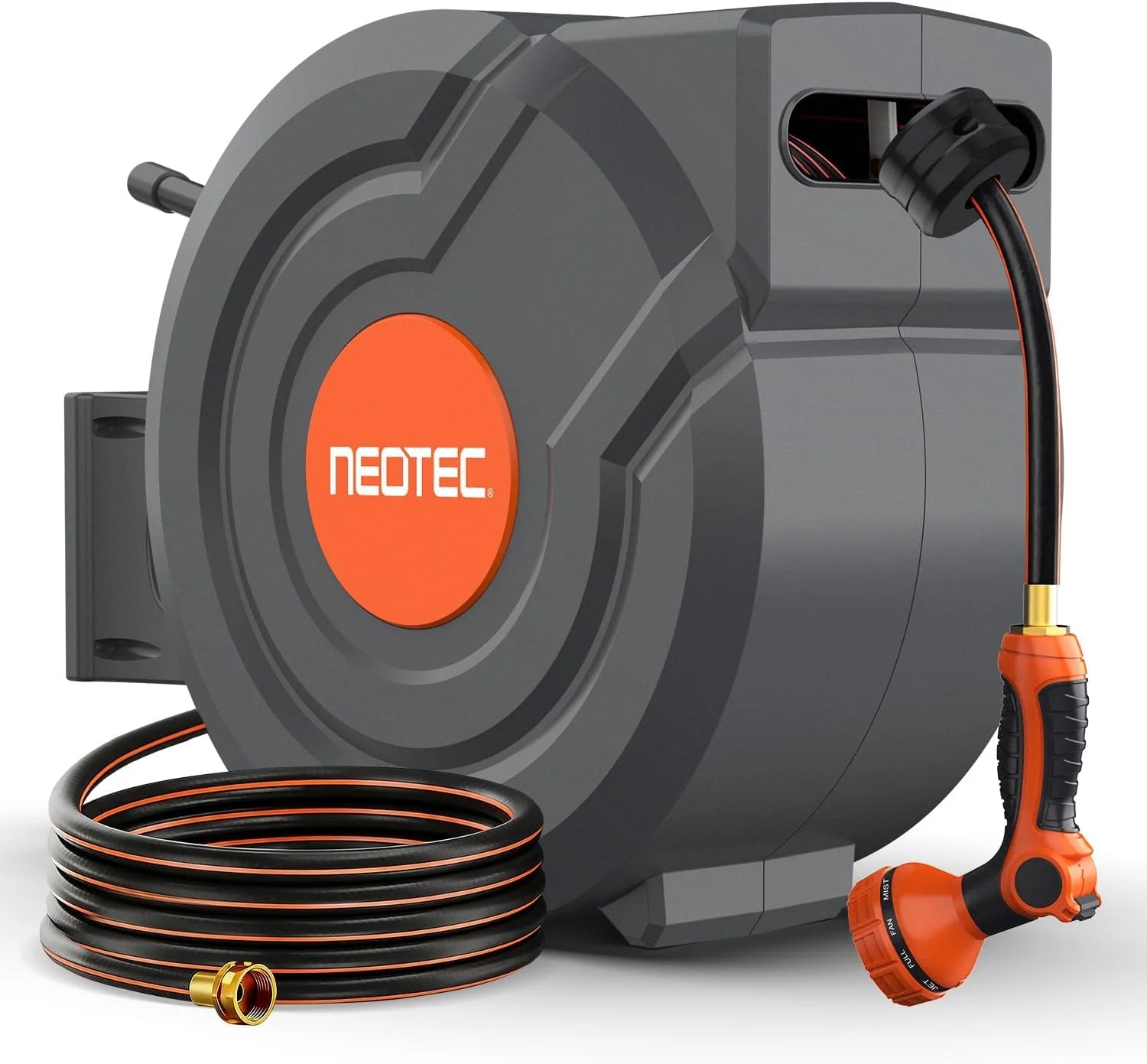 5/8 in 100ft Retractable Garden Hose Reel with Any-Length Lock Slow Auto Rewind Heavy Duty Water Hose Reel With bifanuoyard
