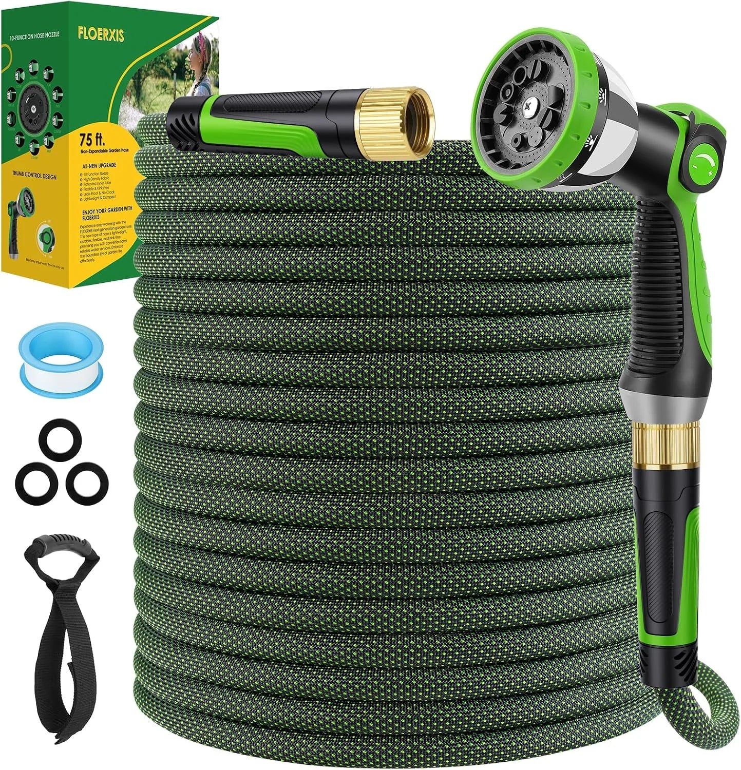 New Arrivals Non-Expandable Garden Hose 100 FT, Lightweight Hose with 10 Function Spray Nozzle, 360° Swivel Connectors - Image 9