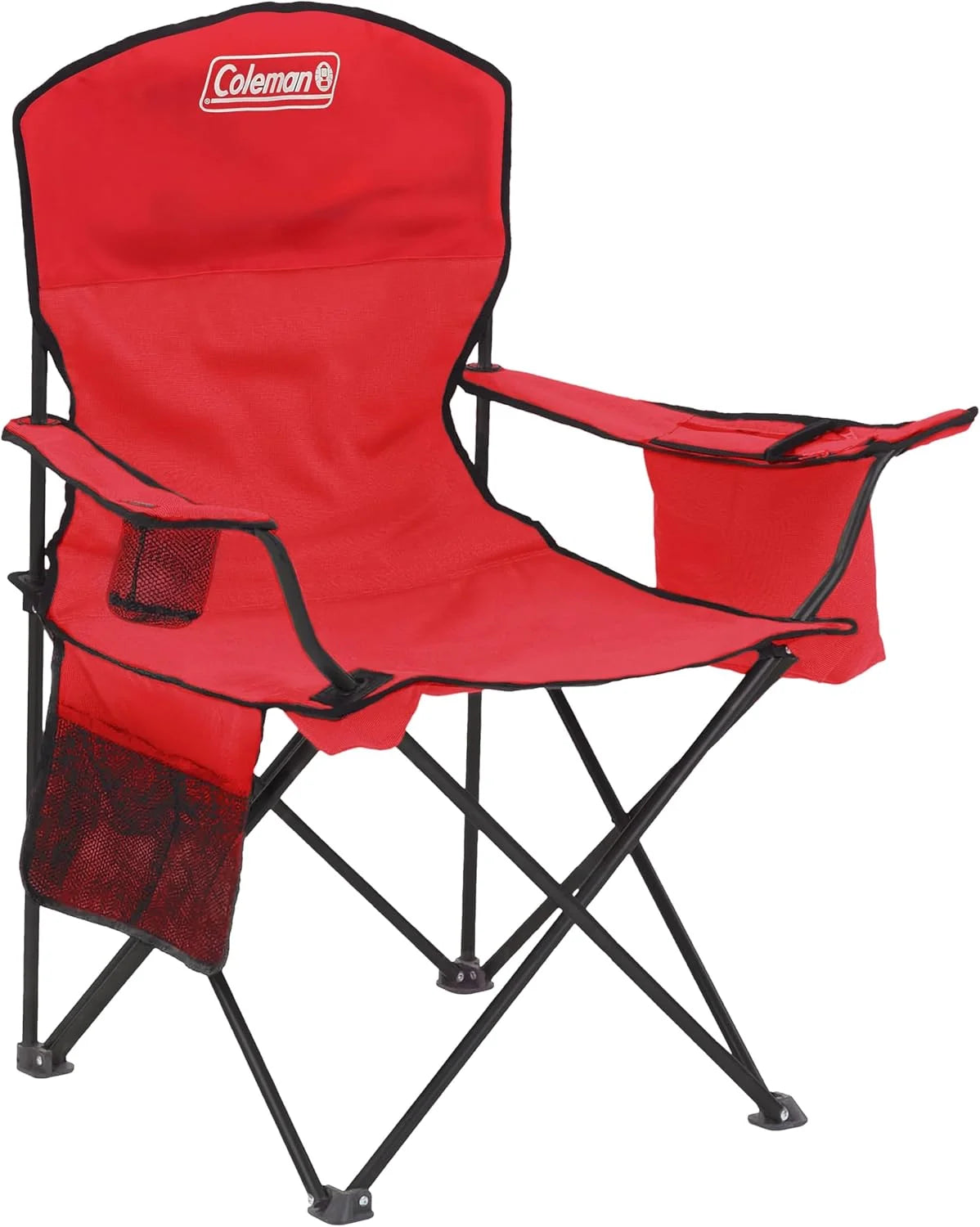Coleman Portable Camping Chair with 4-Can Cooler, Cushioned Seat & Back with Side Pockets & Cup Holder bifanuoyard