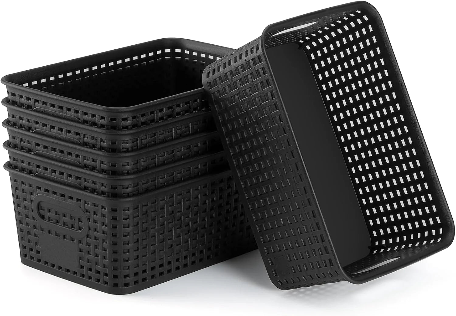 Plastic Storage Baskets 6 Pack Sturdy Storage Organizer Basket Woven Plastic Storage Bins for bifanuoyard - Image 3