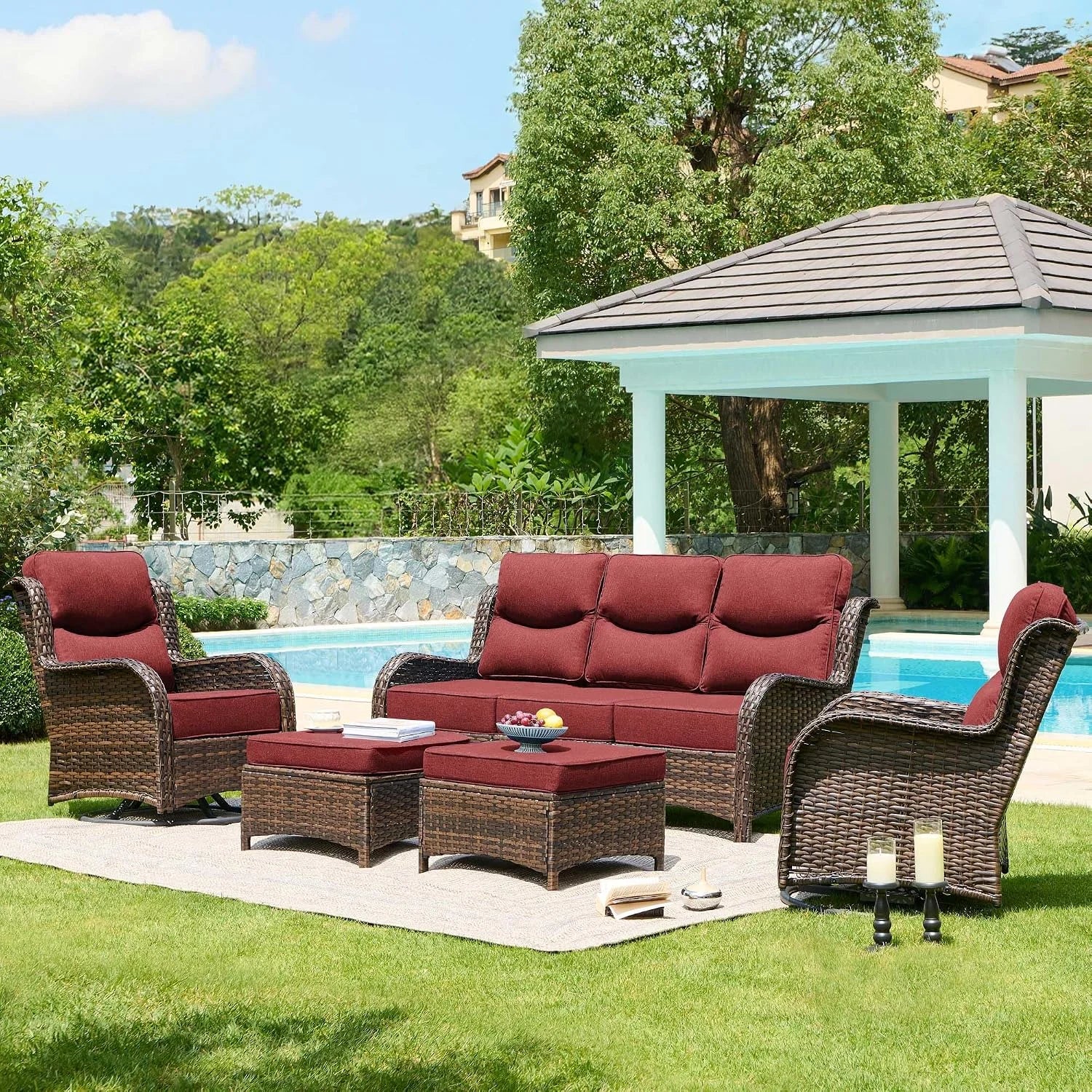 New Arrivals HILLGA Luxury High Back Patio Furniture Set with 6-Inch Thick Cushion - Image 2