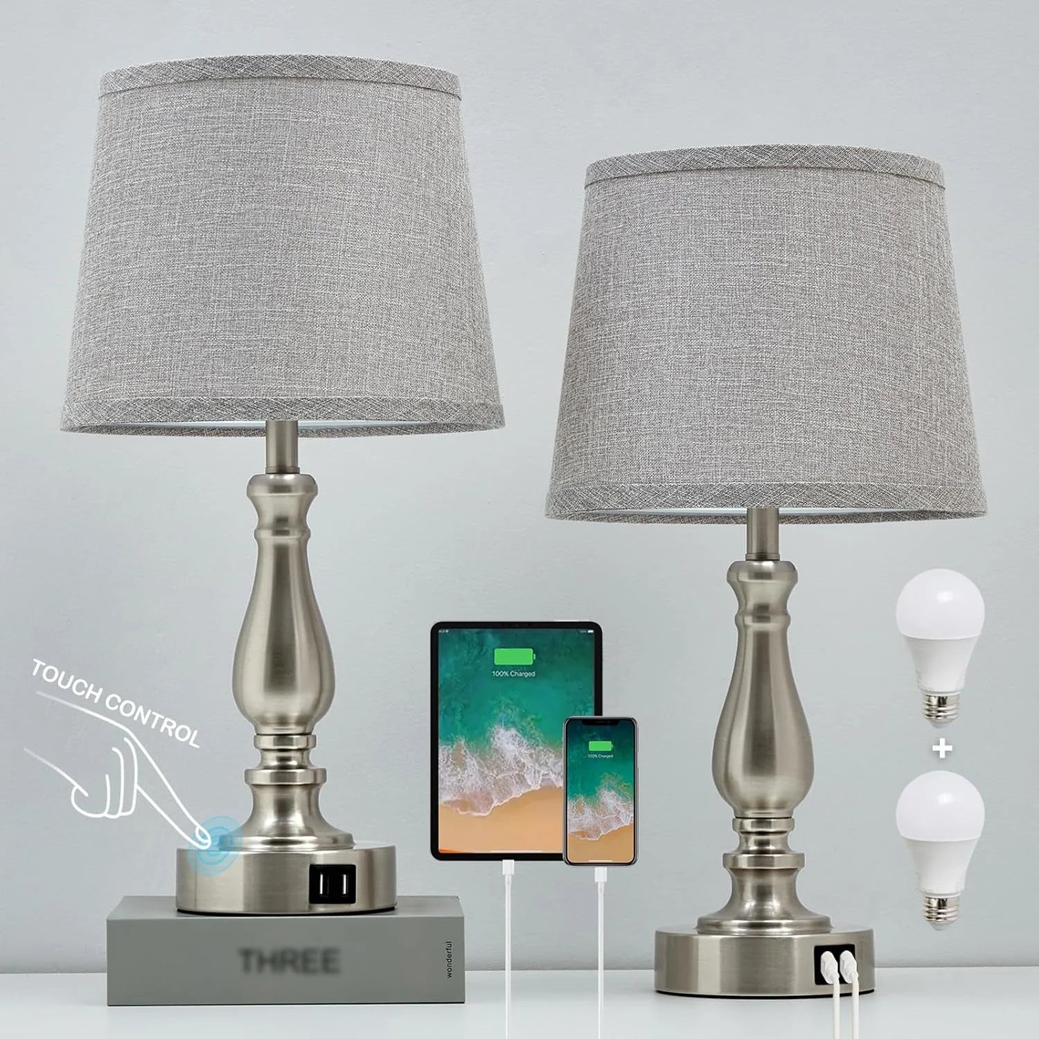 Lamps for Bedroom Set of 2, Dimmable, Bulb Included - Image 9