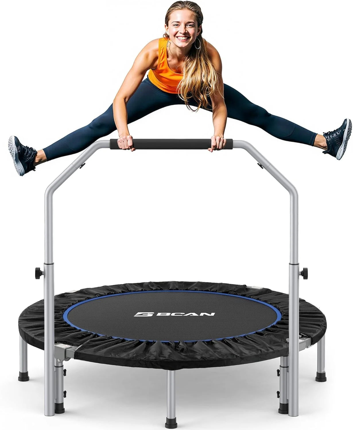 BCAN SP2 40/48 Foldable Mini Rebounder Trampoline for Adults, FED Fitness, 330/440 lbs Capacity, Adjustable Foam Handle bifanuoyard - Image 4