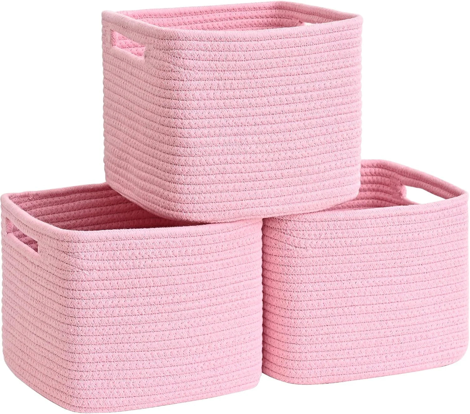 3 Pack Cube Storage Bin, 9”x9”x7” Cotton Rope Woven Baskets for Organizing Toys Clothes Towels, Square Gift bifanuoyard - Image 3