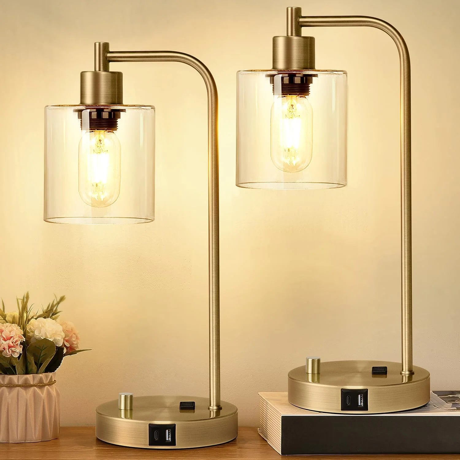 Lynnoland Set of 2 Industrial Table Lamps with 2 USB, Dimmable, Bulb Included bifanuoyard - Image 10