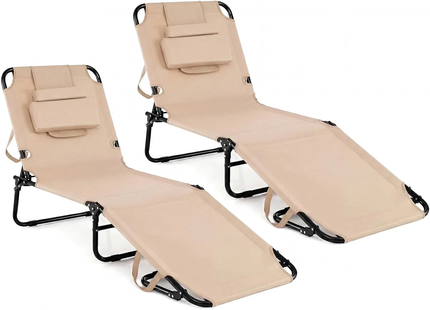 New Arrivals Beach Lounge Chair, Sunbathing Chair Patio Lounge Chair Folding Adjustable Recliner with Hole for Face - Image 2