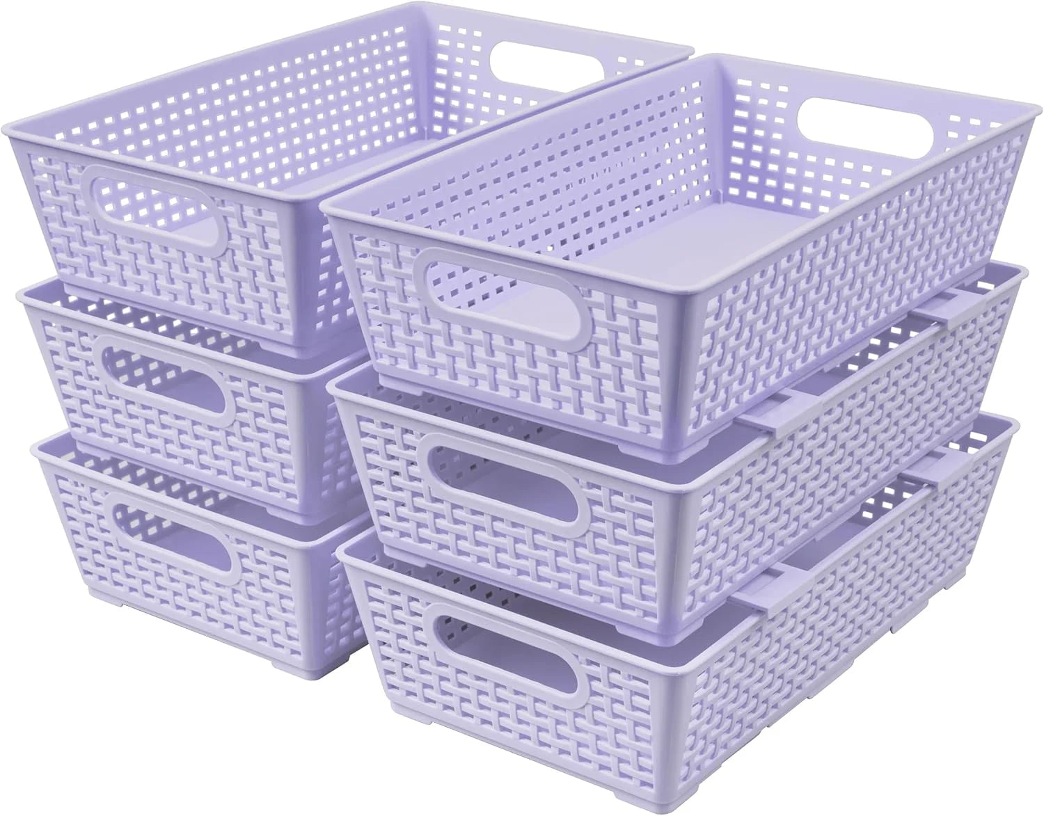 New Arrivals Woven Plastic Basket, Storage Bins for Cabinet, Closet, Shelf - Image 4
