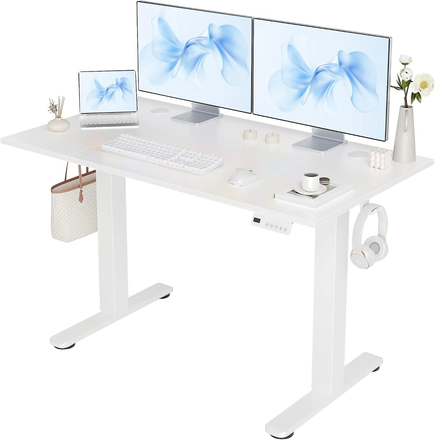 New Arrivals Electric Standing Desk, Adjustable Height Stand up Desk, 24x48 Inches Sit Stand Home Office Desk with Splice