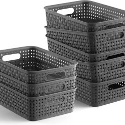 [ 8 Pack ] Plastic Storage Baskets, Small Pantry Organization and Storage Bins, Household Organizers for Laundry bifanuoyard