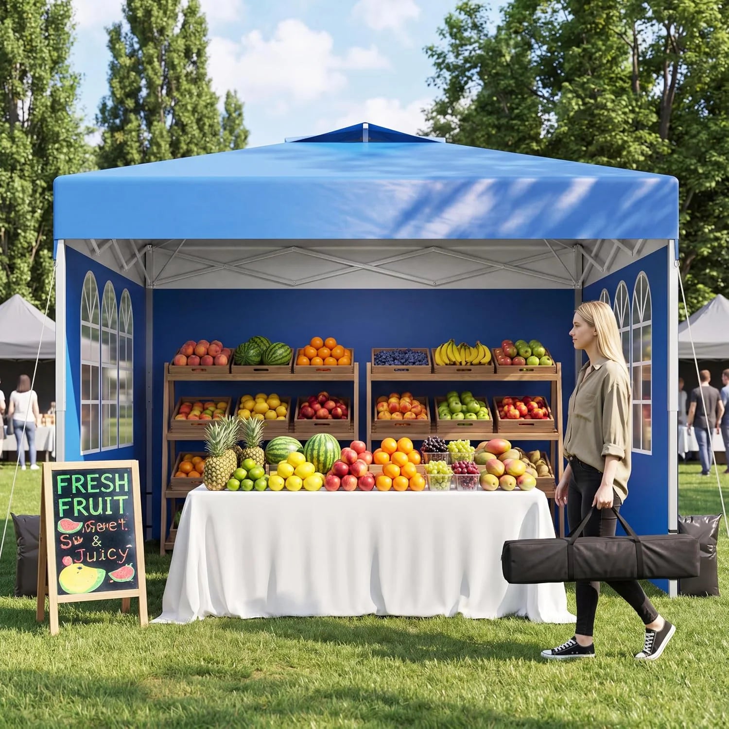 Ponevora 10x10 One Push Pop Up Canopy Tent with Vented Roof, White - Image 3