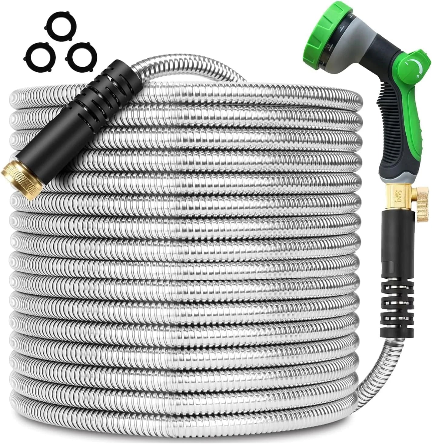 New Arrivals 200ft x 5/8 in Heavy Duty, Flexible and Lightweight Water Hose, Burst 600 psi, 3/4” Solid Metal Fittings