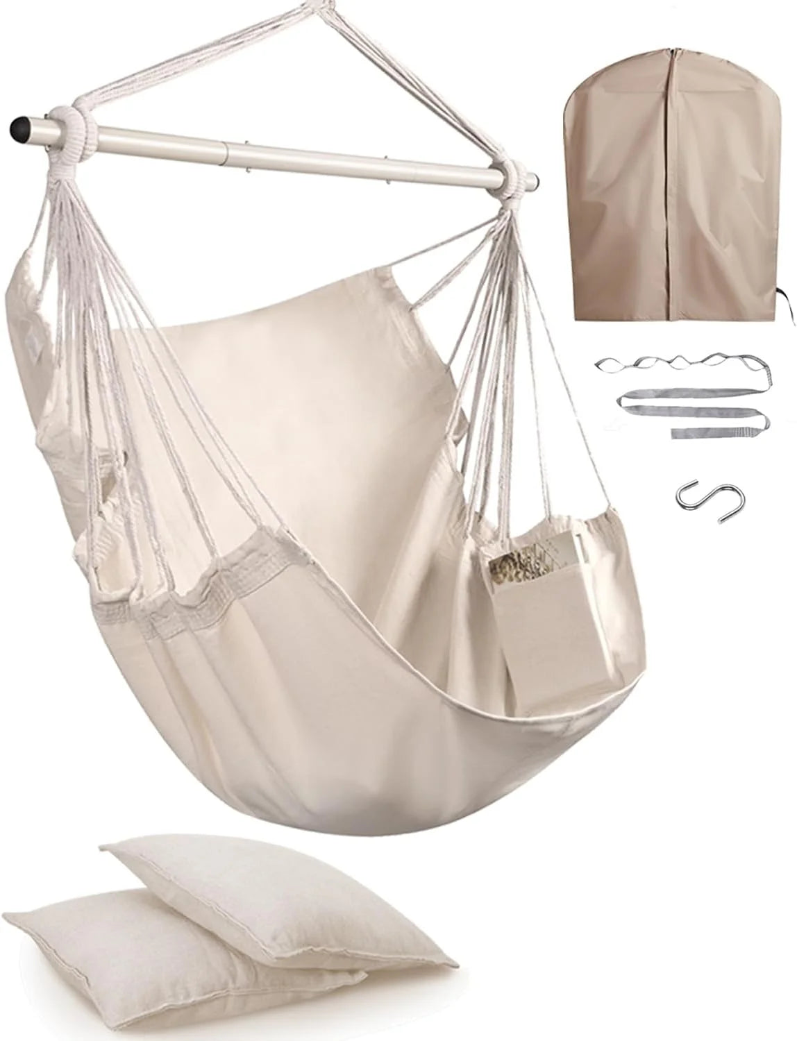 New Arrivals Hammock Chair Swing Indoor Outdoor 500 Lbs, Steel Bar & Anti-Slip - Image 3