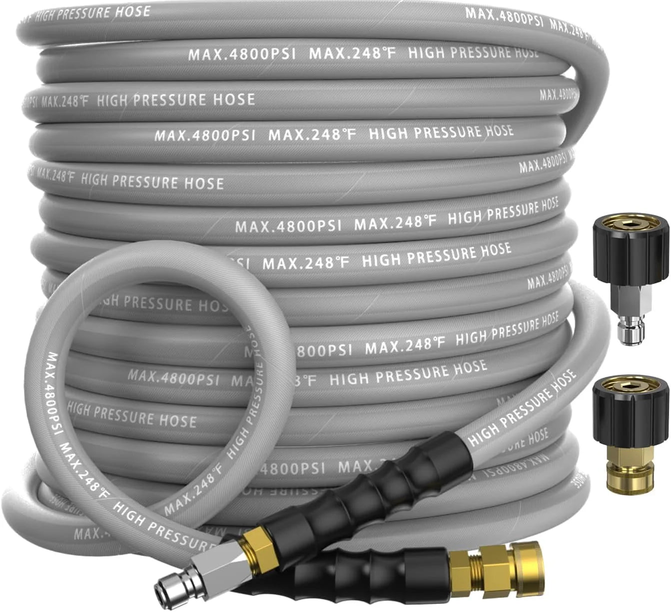 3/8 Pressure Washer Hose 50FT 4800 PSI, Kink Resistant Steel Braided Layer & NonMarking Rubber for Hot/Cold - Image 2
