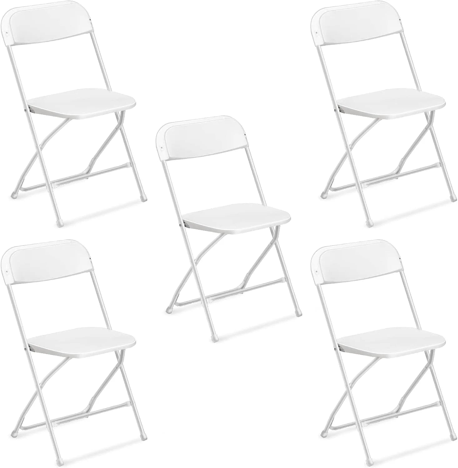 10 Pack White Plastic Folding Chair, Indoor Outdoor Portable Stackable Commercial Seat with Steel Frame 350lb. - Image 4