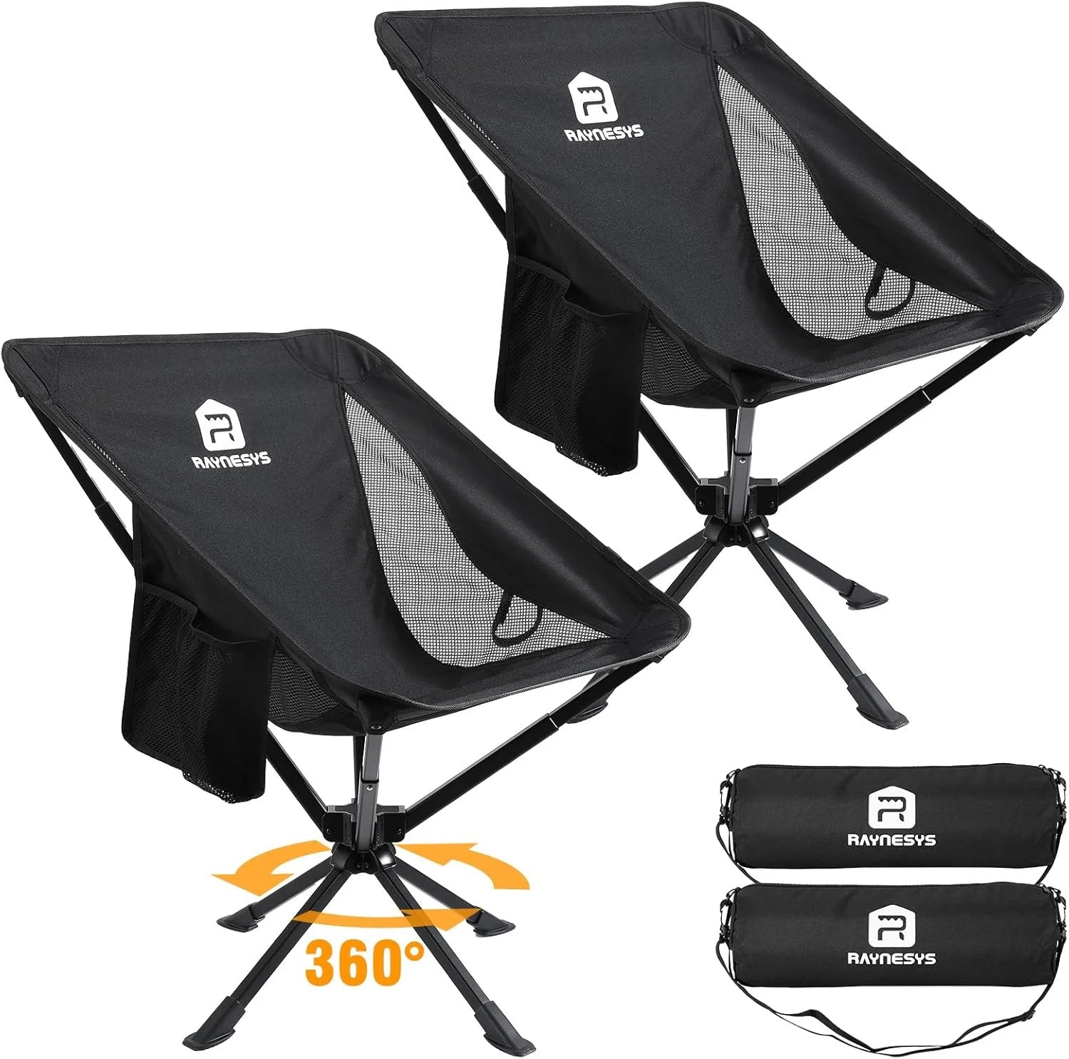 New Arrivals Portable Swivel Camping Chair, 8 Seconds Quick Setup Easy Carry, 3.8Lb Lightweight Folding Chairs for Hiking - Image 2