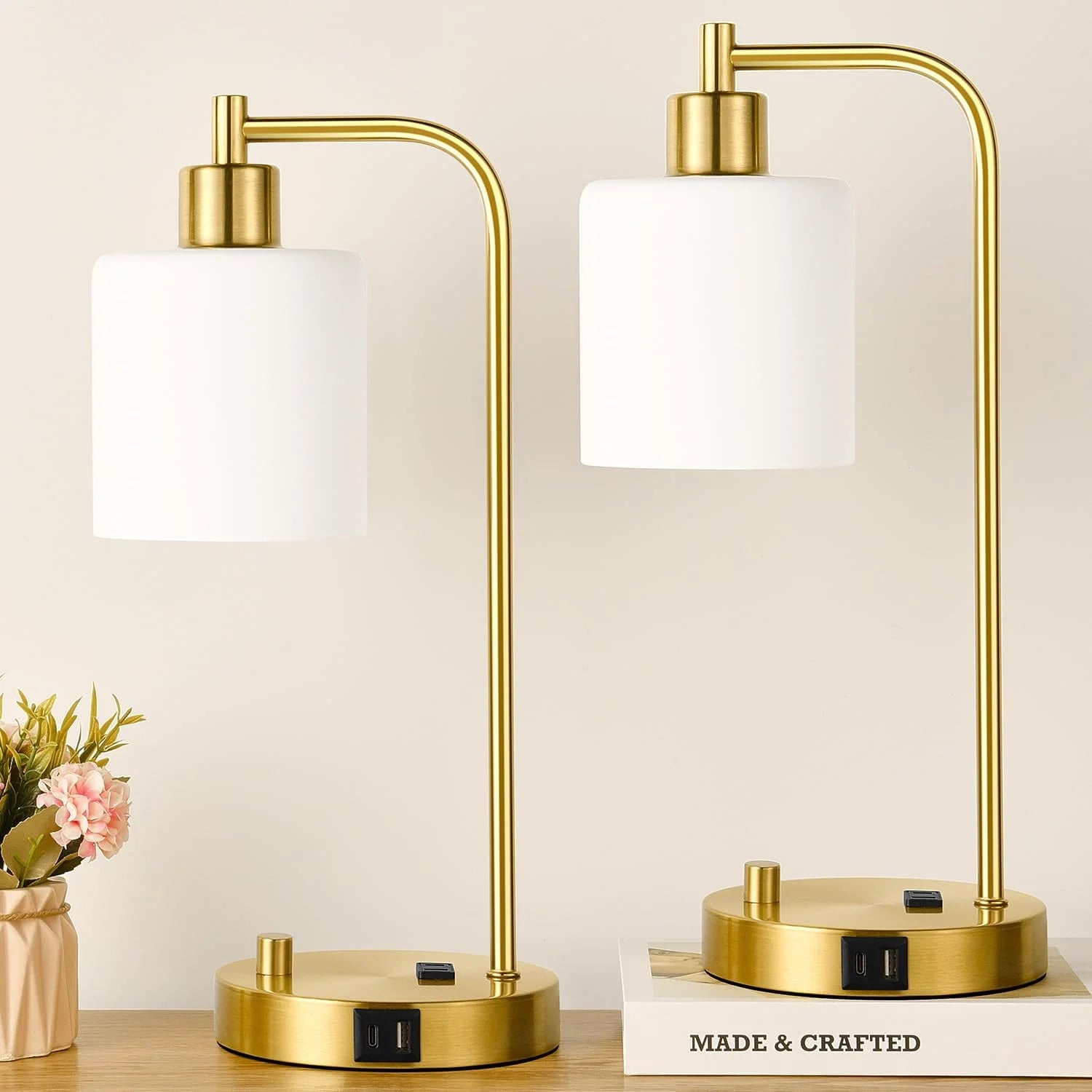 Lynnoland Set of 2 Industrial Table Lamps with 2 USB, Dimmable, Bulb Included bifanuoyard - Image 11