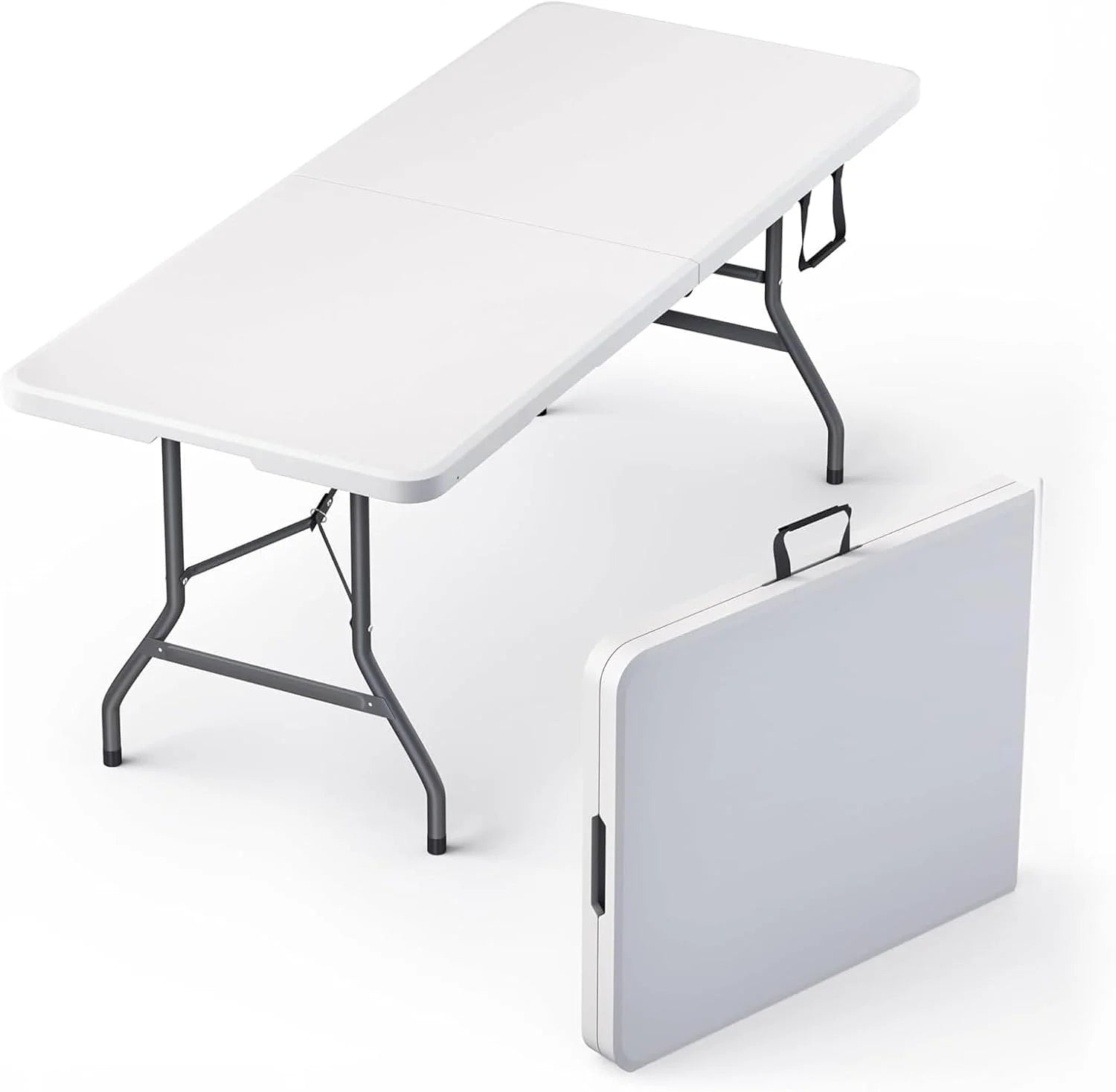 Our Modern Space 8 Feet Foldable Table with Built in Handle & Steel Legs, Heavy Duty Portable bifanuoyard - Image 11