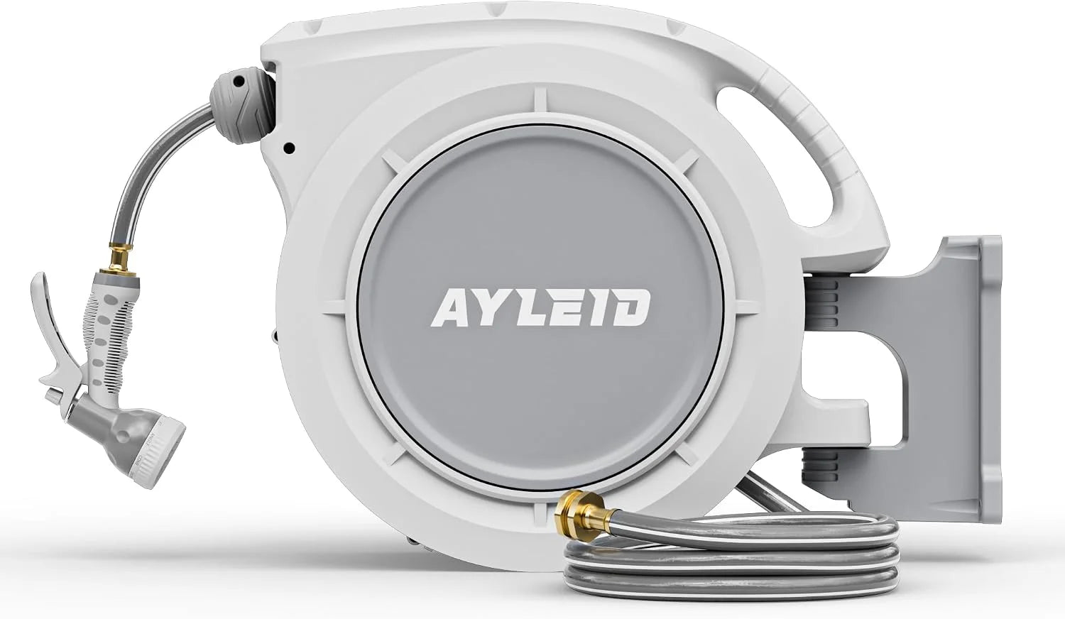 New Arrivals Retractable Rubber Hybrid Garden Hose Reel, 5/8x100ft Wall Mount, 24-month warranty, 9-pattern sprayer - Image 2
