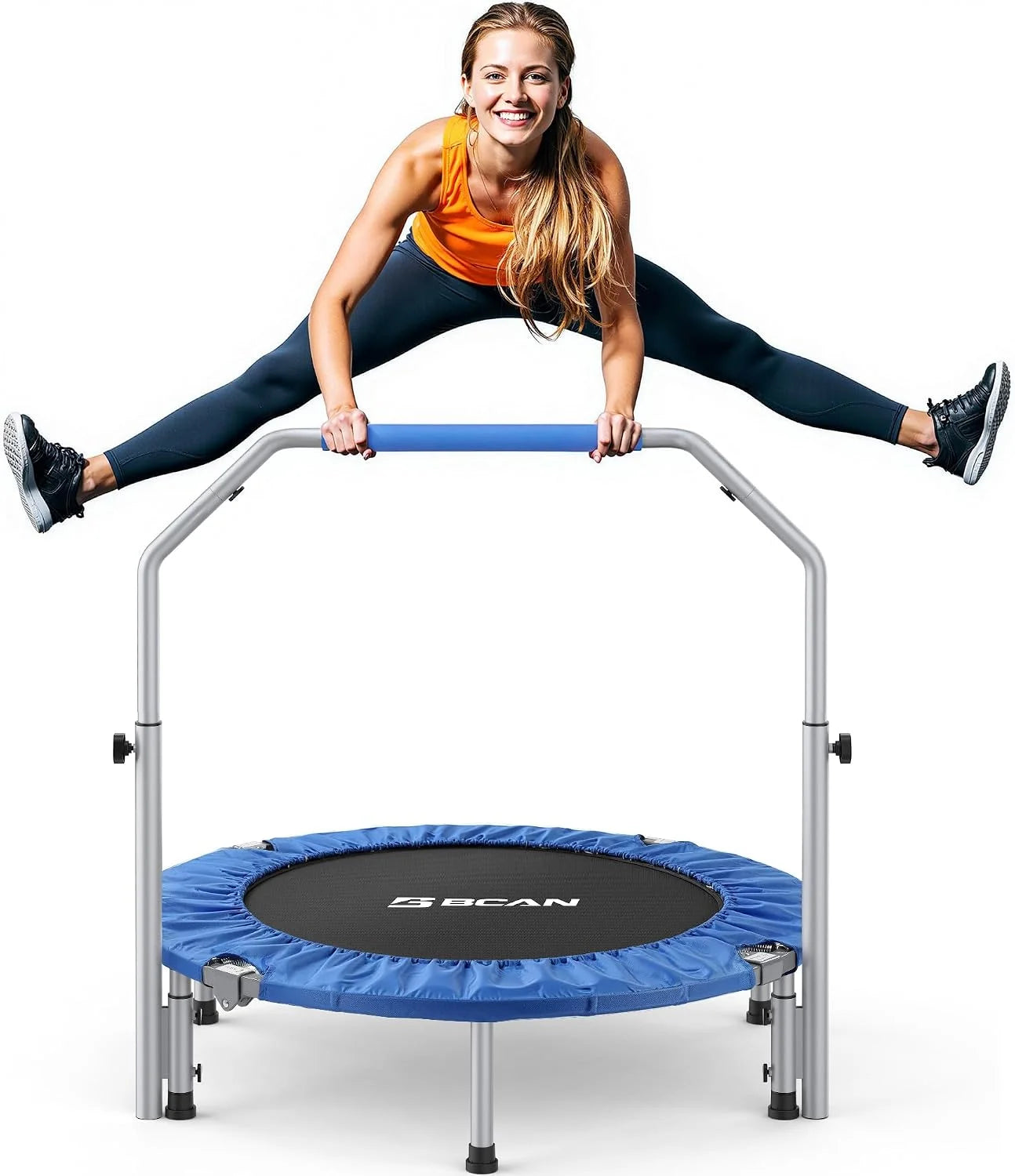 BCAN SP2 40/48 Foldable Mini Rebounder Trampoline for Adults, FED Fitness, 330/440 lbs Capacity, Adjustable Foam Handle bifanuoyard - Image 2