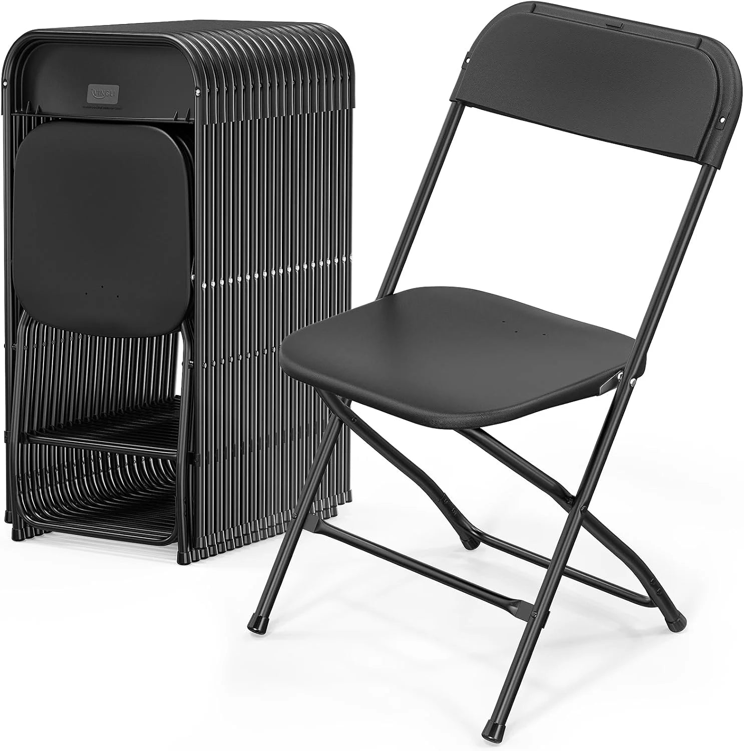 10 Pack White Plastic Folding Chair, Indoor Outdoor Portable Stackable Commercial Seat with Steel Frame 350lb. - Image 7