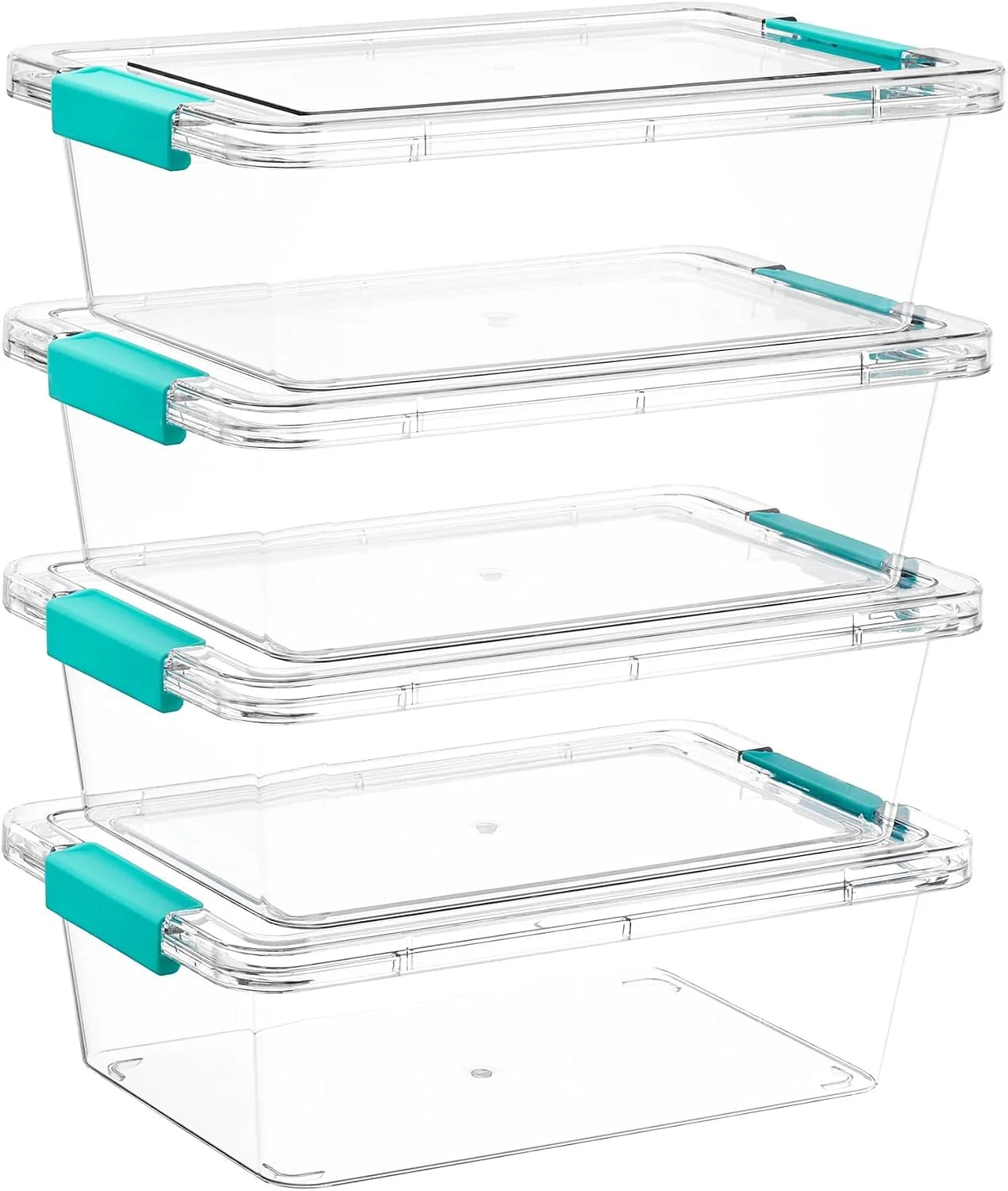 4 Pack 6 Qt Plastic Storage Bins with Lids, Clear Sensory Bins, Stackable Containers for Organizing School & bifanuoyard