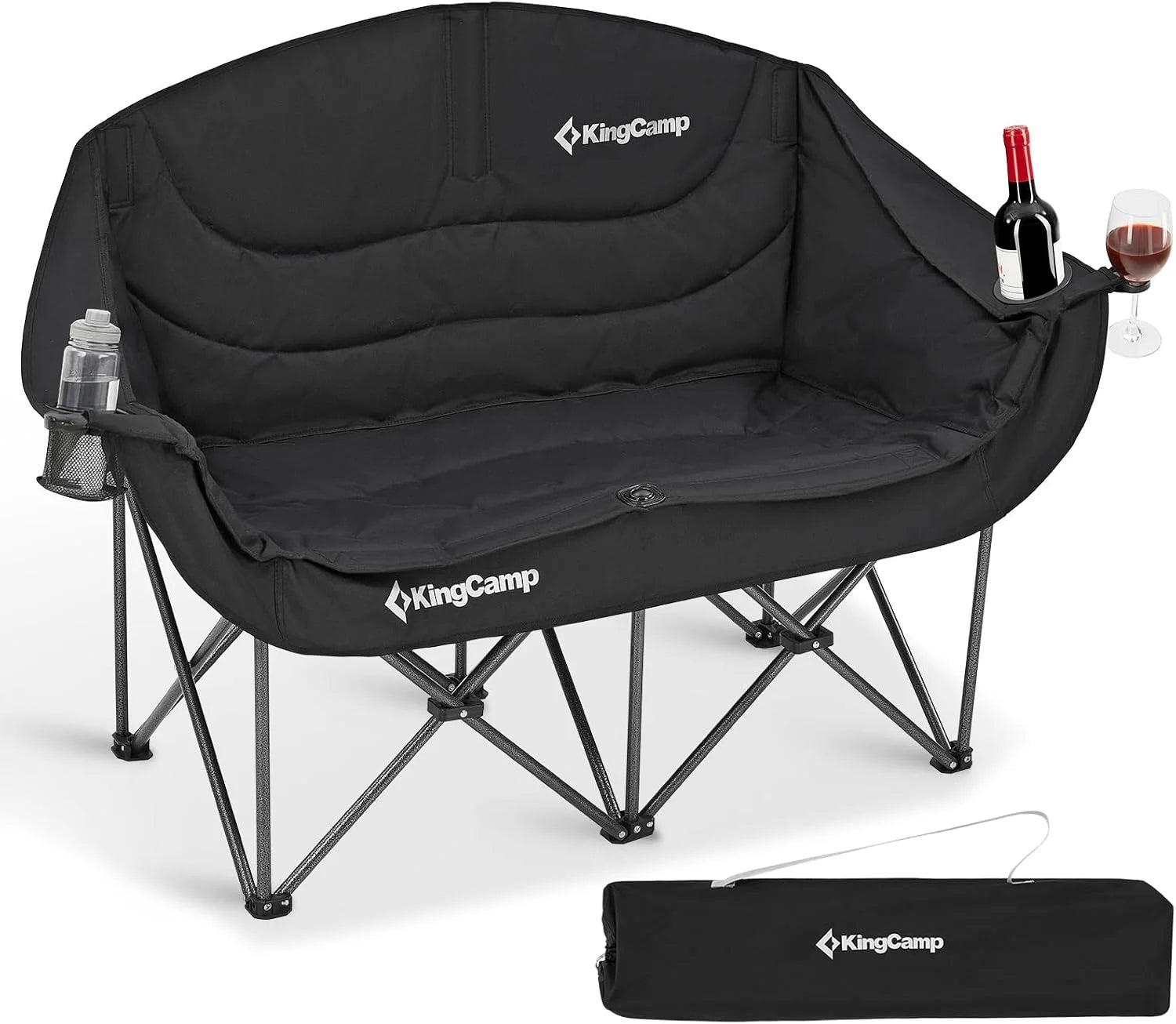New Arrivals Double Camping Chair, Oversized Heavy Duty 660lbs Loveseat for Adults Portable Folding XL 2 Person Couch Padded - Image 2
