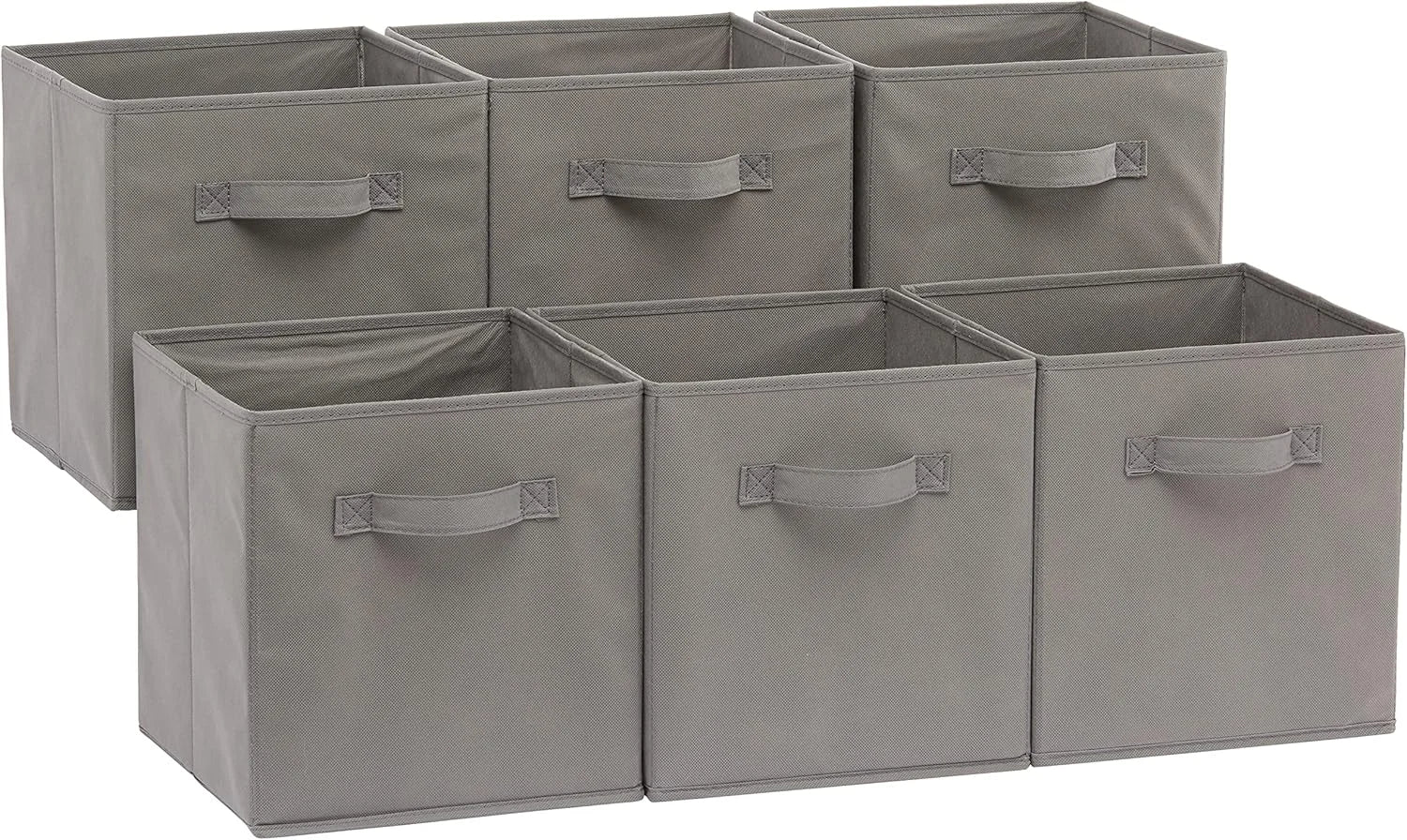 New Arrivals Fabric Storage Bins with Handles, Cube Organizer, 13x13x13, White