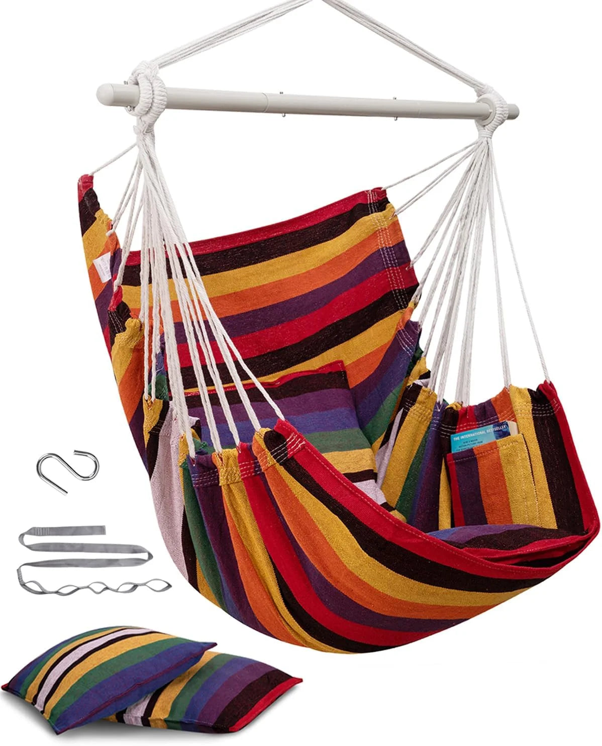 New Arrivals Hammock Chair Swing Indoor Outdoor 500 Lbs, Steel Bar & Anti-Slip - Image 2