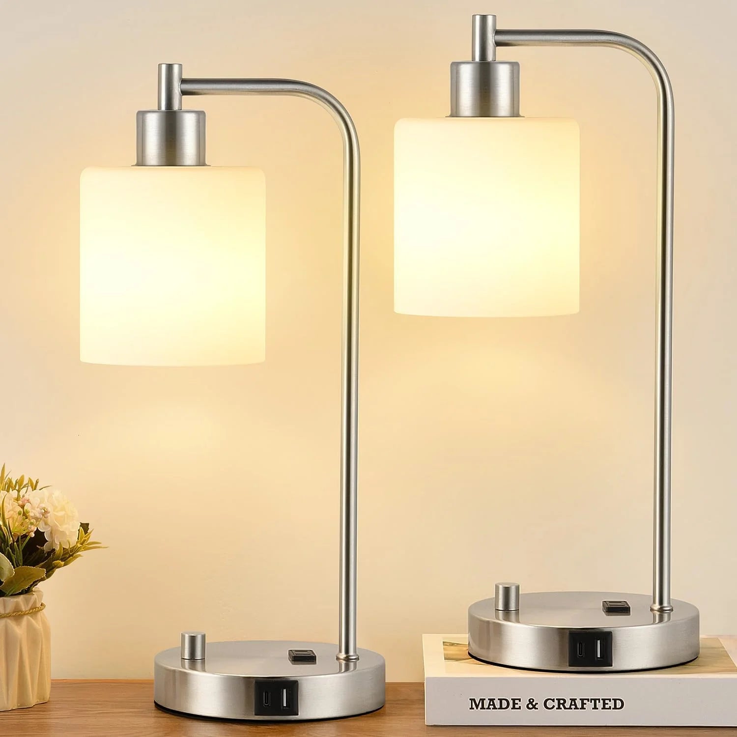 Lynnoland Set of 2 Industrial Table Lamps with 2 USB, Dimmable, Bulb Included bifanuoyard - Image 6