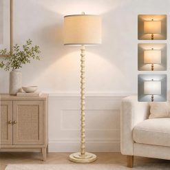 Alternative view of New Arrivals Farmhouse Floor Lamp, 3-Color Temperature, Rotary Switch, Rustic Resin Tall Lamps for Living Room