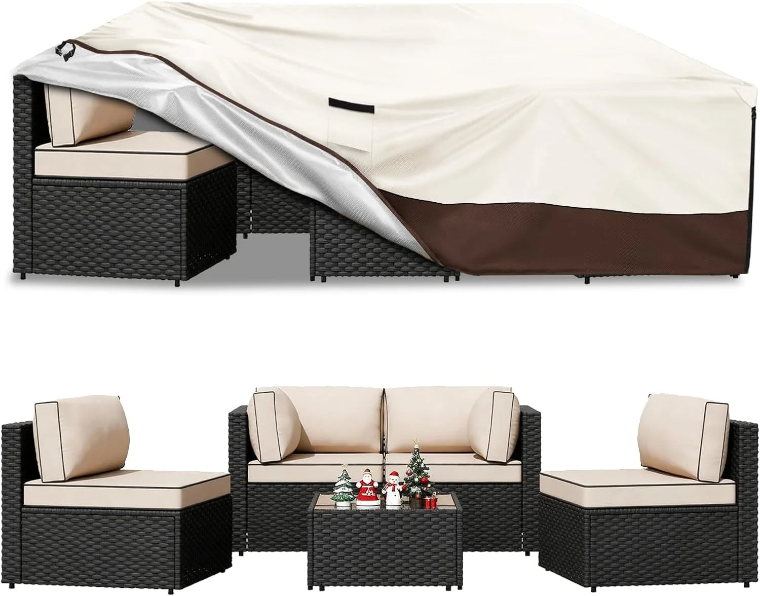 New Arrivals Outdoor Patio Furniture Covers 4 Piece Set, XXL-Large, Beige - Image 3