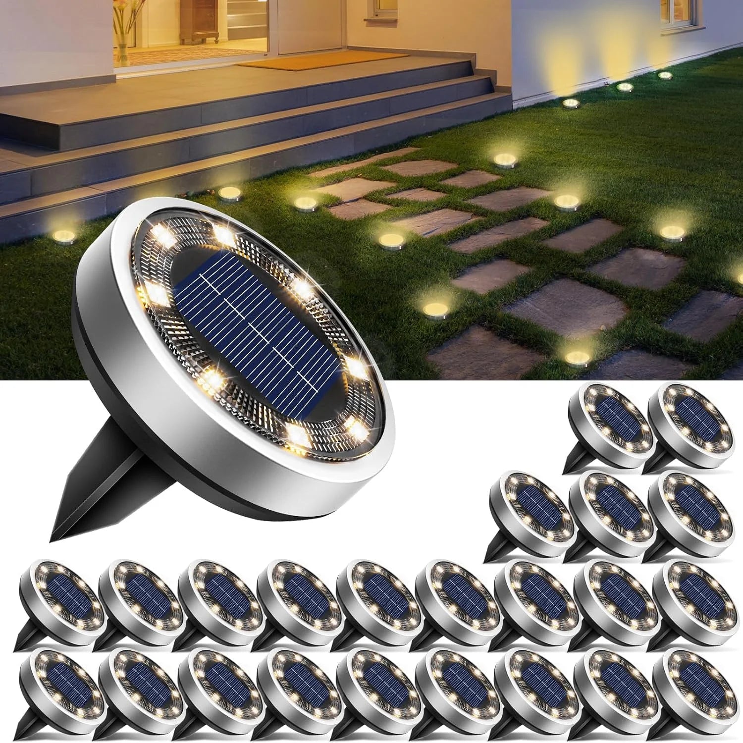 New Arrivals 16 Pack Solar Lights Outdoor Waterproof, 8 LED Solar Ground Lights – For Home Projects - Image 16