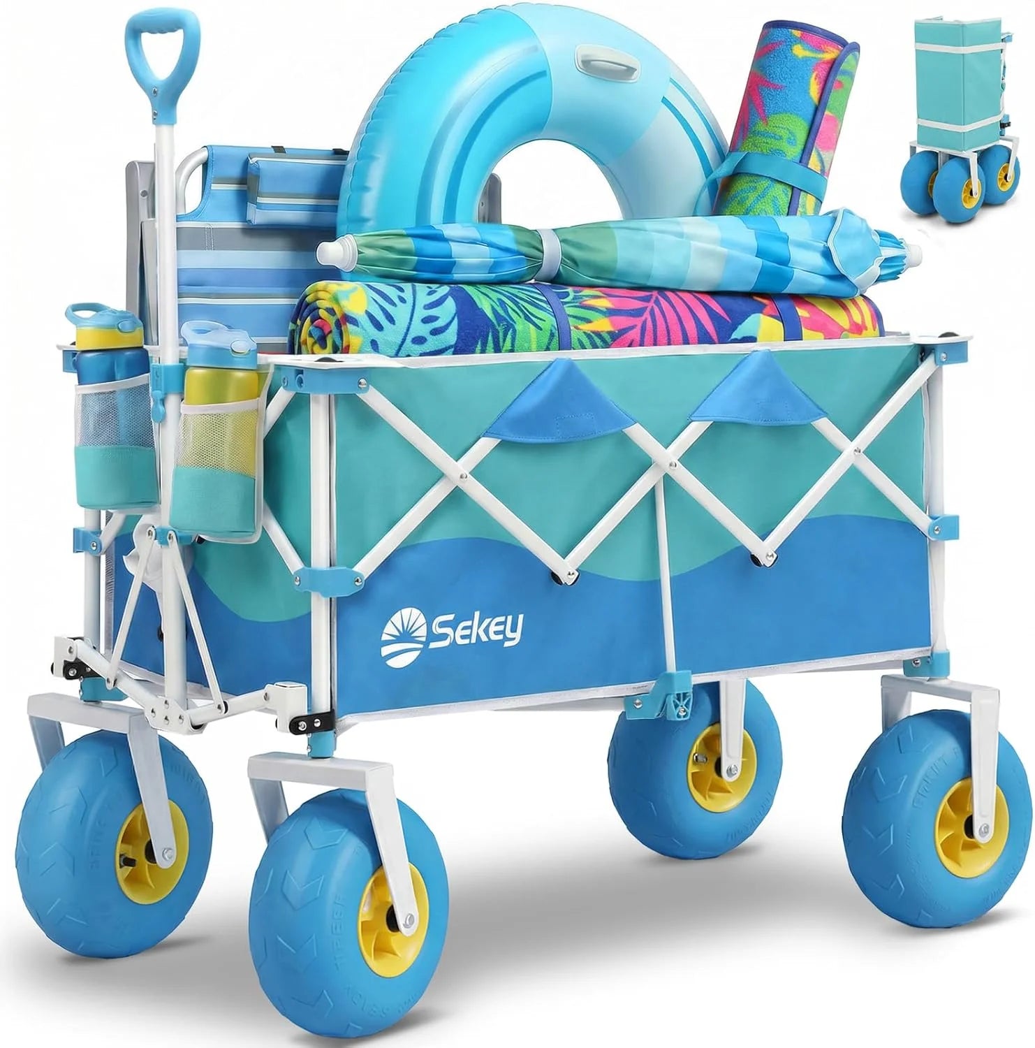 Sekey Heavy Duty Beach Wagon with 9 Big Sand-Proof Wheels " 600lb Capacity, 200L Oversized Foldable Cart - Image 4