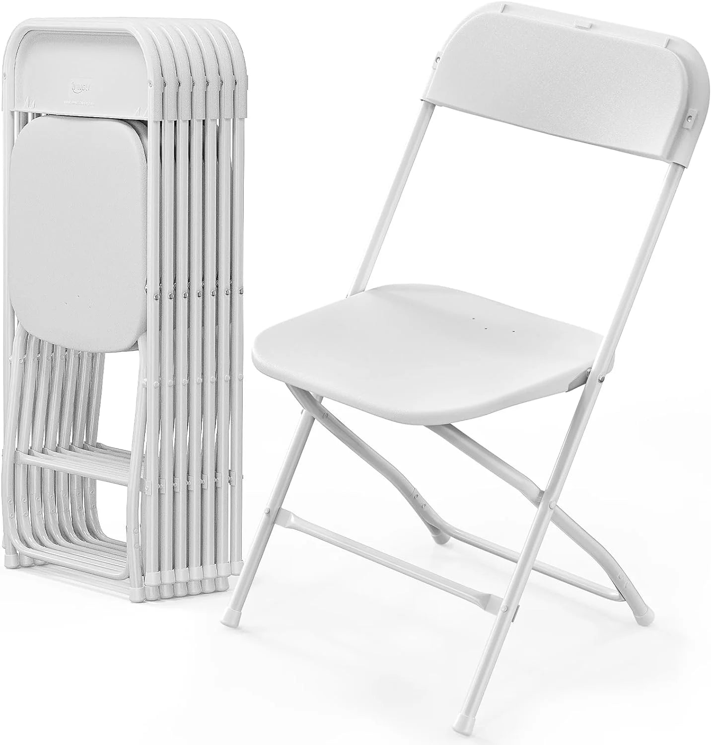10 Pack White Plastic Folding Chair, Indoor Outdoor Portable Stackable Commercial Seat with Steel Frame 350lb. - Image 8