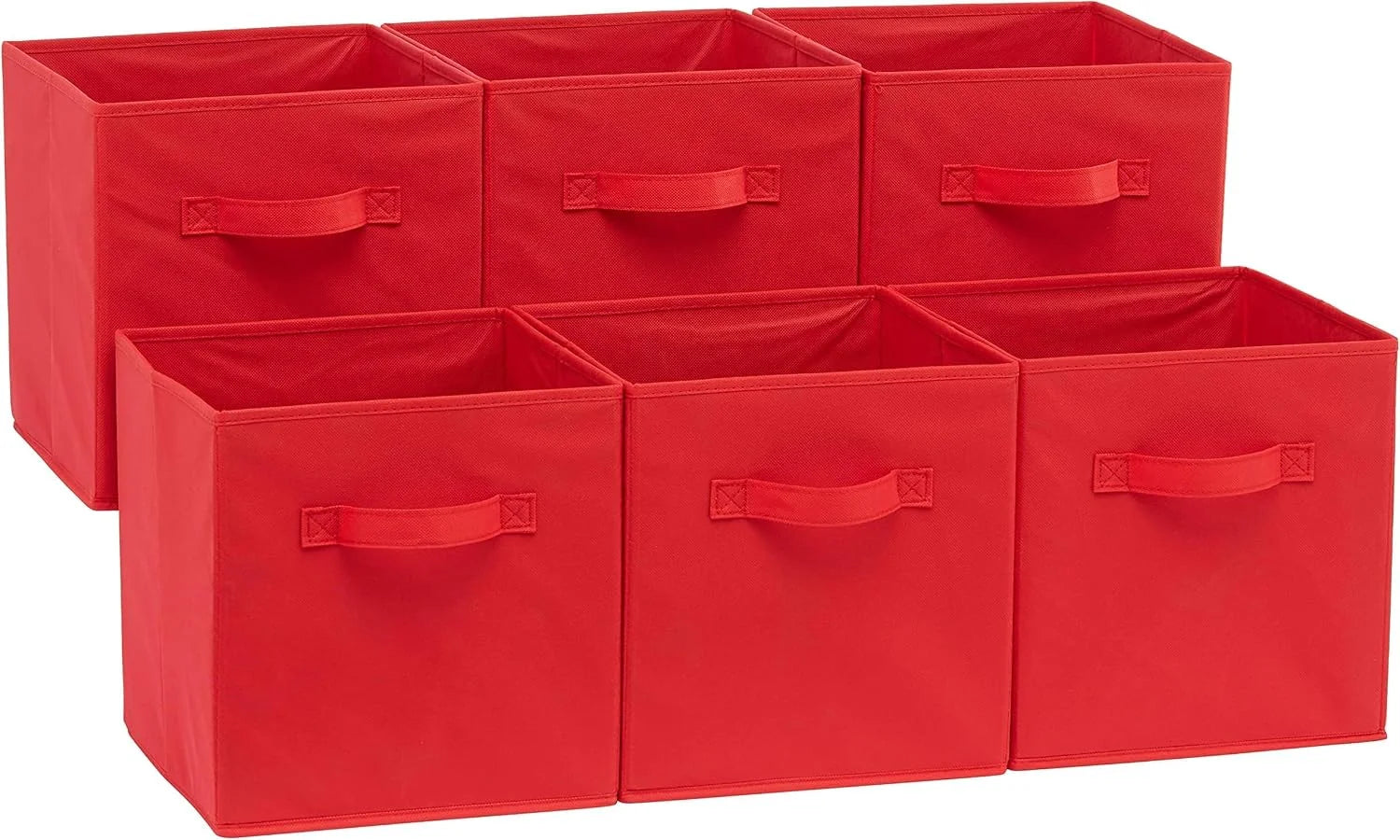 New Arrivals Fabric Storage Bins with Handles, Cube Organizer, 13x13x13, White - Image 2