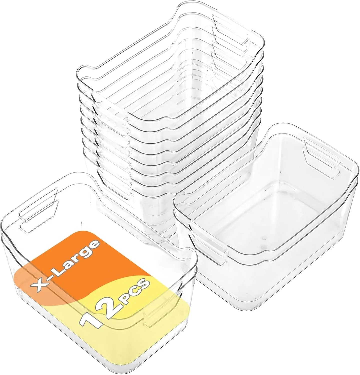 12 Pack Clear Plastic Storage Bins, Pantry Organizers and Storage, Clear Pantry Organizer Bins, Plastic Containers bifanuoyard - Image 4