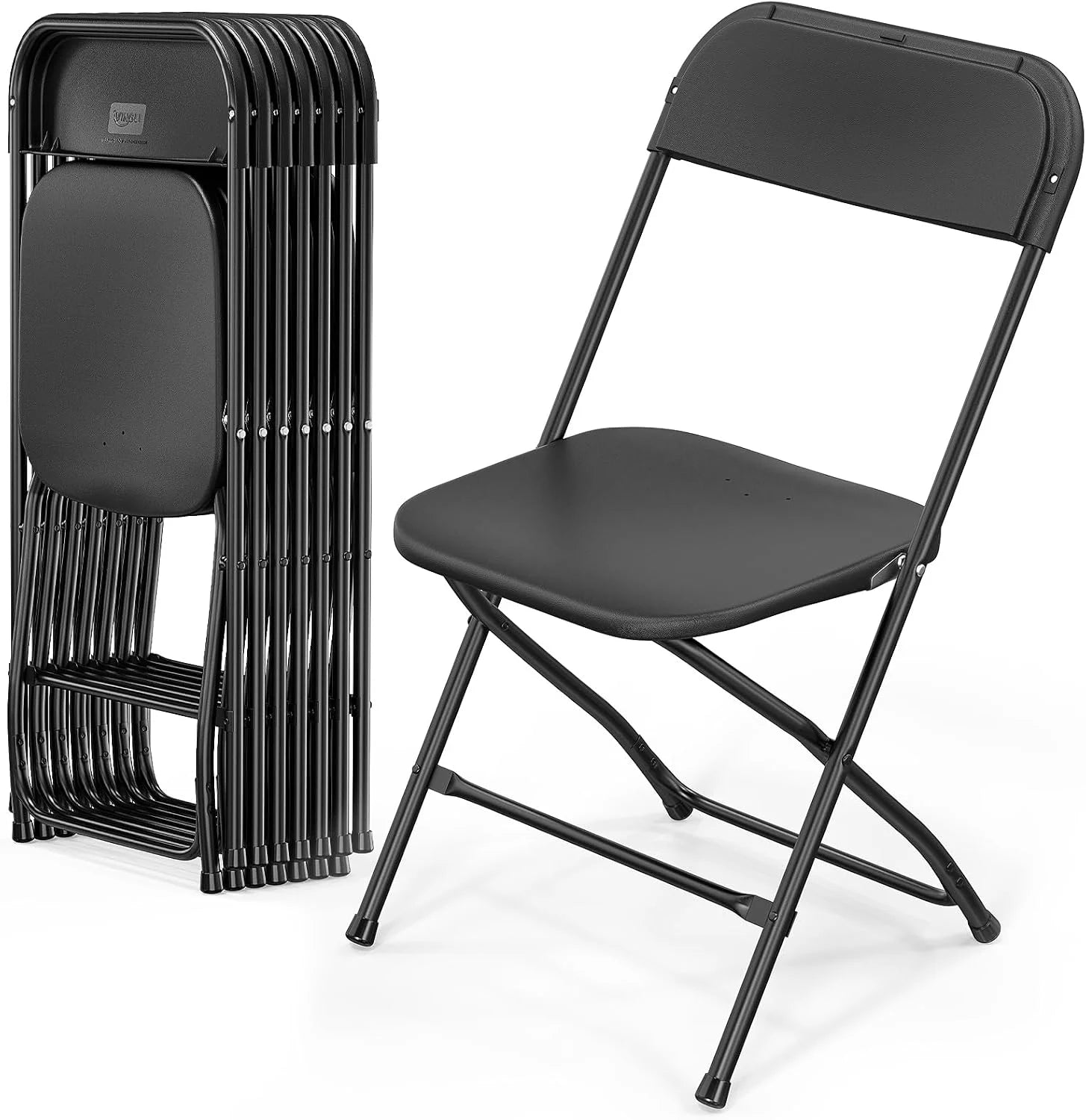10 Pack White Plastic Folding Chair, Indoor Outdoor Portable Stackable Commercial Seat with Steel Frame 350lb. - Image 6