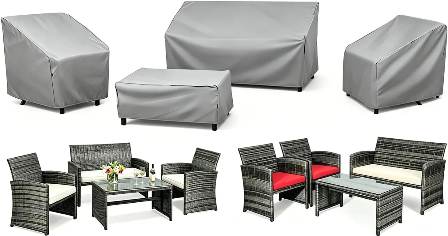 New Arrivals STARTWO Outdoor Furniture Cover Waterproof 4 Piece, Black, Regular, 420D - Image 5