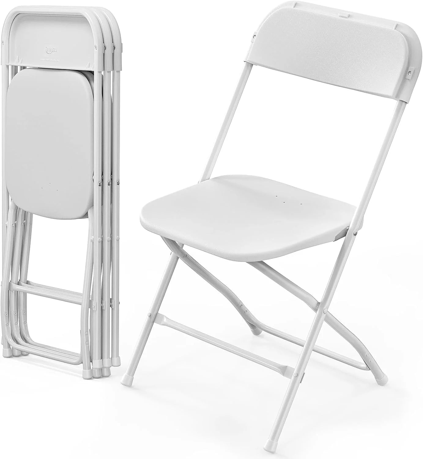 10 Pack White Plastic Folding Chair, Indoor Outdoor Portable Stackable Commercial Seat with Steel Frame 350lb. - Image 11