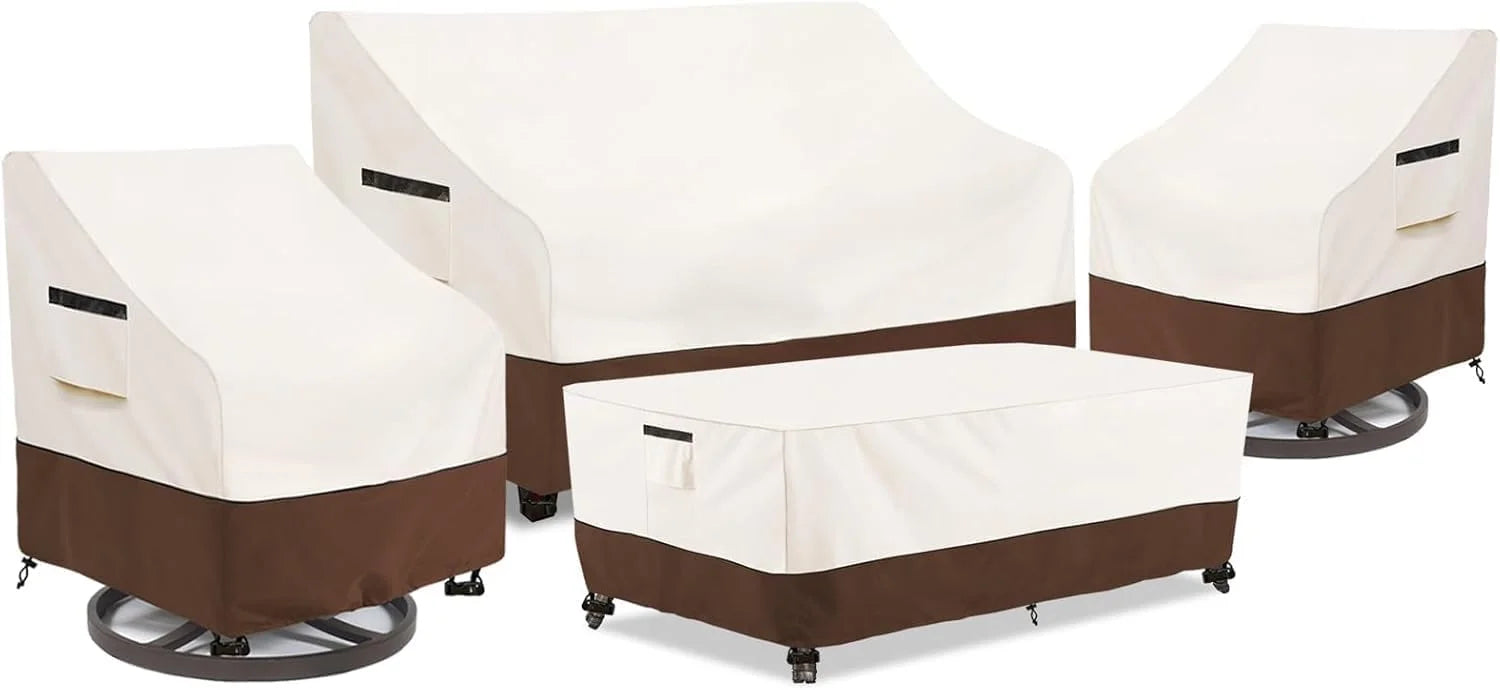 New Arrivals Outdoor Patio Furniture Covers 4 Piece Set, XXL-Large, Beige - Image 2