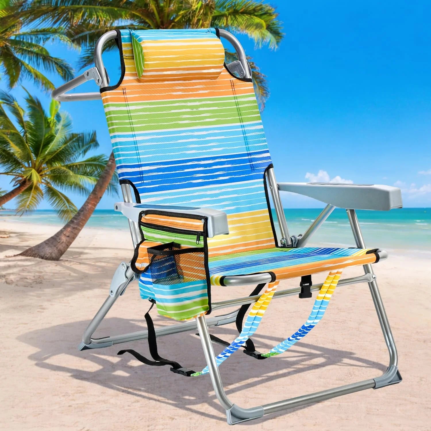 GVDV 2 Pack Backpack Beach Chairs for Adults, Mid-Height Foldable Chair with Lay Flat Position bifanuoyard - Image 5