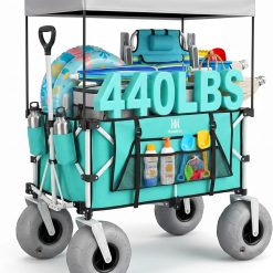 Alternative view of New Arrivals Beach Wagon with Big Balloon Wheels for Sand, 200L Extra Large Beach Cart with Canopy