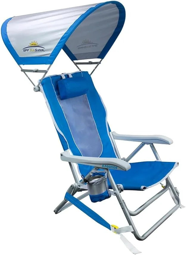 New Arrivals Outdoor Sunshade Backpack Beach Chair, Reclining Folding Canopy Chair with Durable Armrests - Image 2