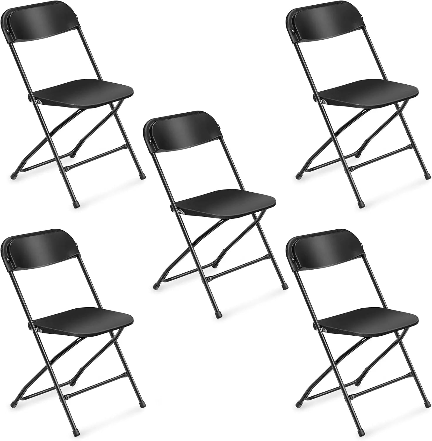10 Pack White Plastic Folding Chair, Indoor Outdoor Portable Stackable Commercial Seat with Steel Frame 350lb. - Image 2